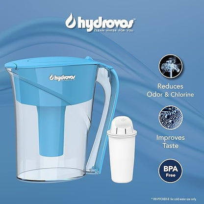 HYDROVOS Standard Replacement Water Filters for Pitchers, Fits Most Pitchers, Compatible with Brita®, Reduces Chlorine Taste and Odor for Drinking Water, 3-Pack