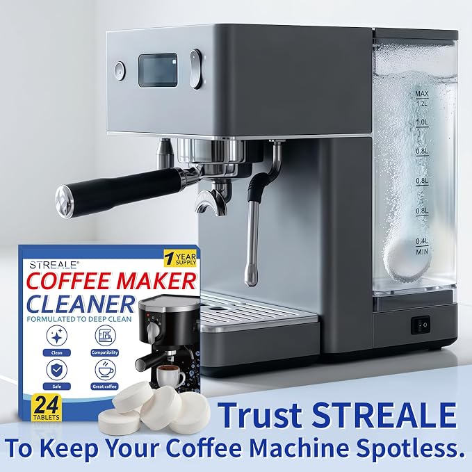 Coffee Machine Cleaner & Descaler Tablets - 24 Pack, Compatible with Nespresso, Keurig, Ninja, DeLonghi, Miele, Breville, Philips & All Major Brands, for Coffee Maker Pot, Espresso & Drip Machines