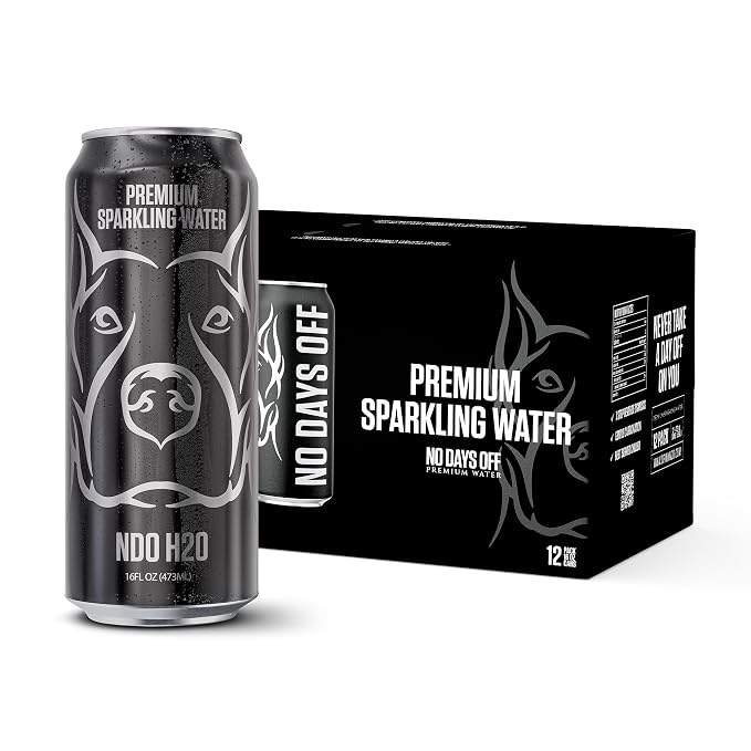 NO DAYS OFF Premium Sparkling Water - 12 Pack,16 fl oz, Sparkling (Unflavored) - Ultra-Purified Reverse Osmosis with Gentle Carbonation, Served in BPA-free 100% Recyclable Cans