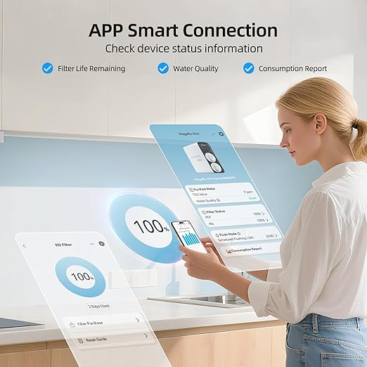 MIZUDO Reverse Osmosis System 8-Stage Tankless Reverse Osmosis Water Filter with APP Control, 3:1 RO Water Filtration System Under Sink,1000GPD,Smart WiFi,36-Month Water Filter