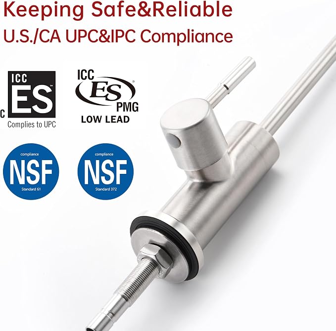 SUMERAIN Drinking Water Faucet for Kitchen Sink, NSF Certification | Brushed Nickel, Lead-Free, SUS304 Stainless Steel, Water Filter Faucet for Reverse Osmosis or Water Filtration System