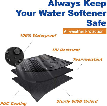 Water Softeners Cover for Outside Units,Water Softener Protective Cover for Filter Tank 64’’H×14’’D,Double-layer Waterproof Cover for Water Softener,All-Weather Protection,Black