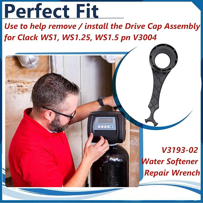 1 PC V3193-02 Water Softener Repair Wrench Fits WS1 and WS1.25 valves,Black