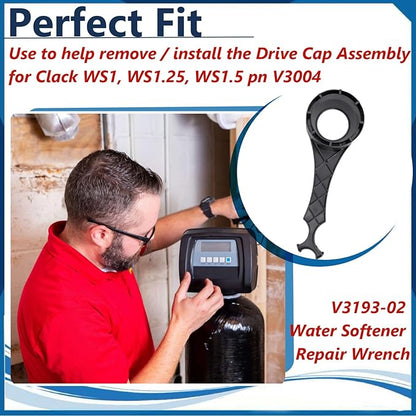 1 PC V3193-02 Water Softener Repair Wrench Fits WS1 and WS1.25 valves,Black