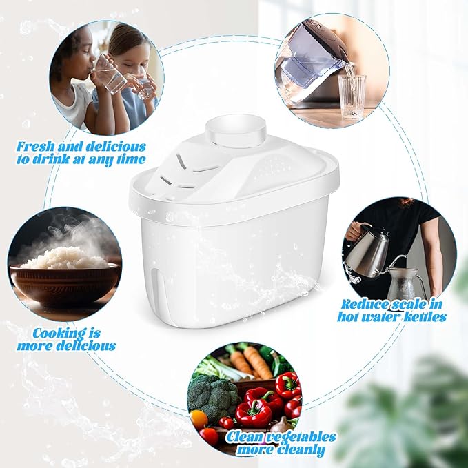 Tujoe 9 Pcs Alkaline Water Filter Replacement Alkaline Water Pitcher Replacement Cartridge for Healthy Drink, 7 Stage Filtration System to Purify