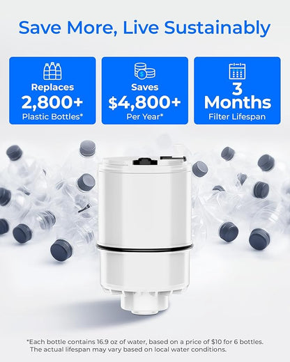 Waterdrop C08B Faucet Water Filter, Compatible with All PUR® PLUS Faucet Filtration System, Replacement RF-3375®, NSF 42 Certified, 9-Month, 900-Gallon, 3 Pack