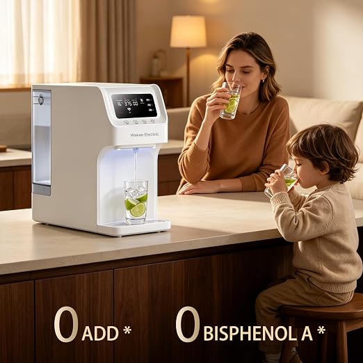 Waken Electric UV Countertop RO Water Filter, NSF/ANSI 58&61 Certified, 8 Stage Filter, TDS Monitor, 4:1 Drain, No Install, PFAS Free (Glacier White)