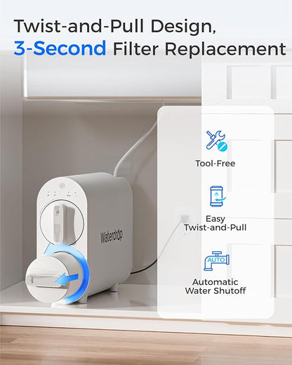 Waterdrop G2-2CFRO Filter, Replacement for G2 Reverse Osmosis System, 2-Year Lifetime, Pack of 2 G2CF Filters and 1 G2MRO Filter, Reduce PFAS