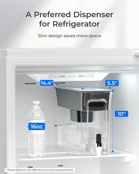 Waterdrop Slim Alkaline Water Filter Dispenser, Large 35-Cup, Up to PH 9.5, Healthy, Clean & Toxin-Free Mineralized Alkaline Water, 100-Gallon, BPA Free, Black (1 Filter Included)