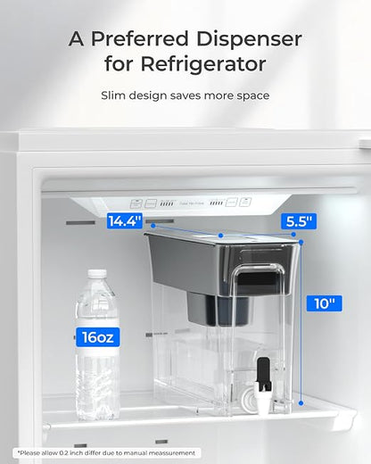 Waterdrop WFD-40L-A Water Filter Dispenser, Alkaline Filtration, Black | Large 35-Cup Capacity, Up to PH 9.5, Healthy, Clean & Toxin-Free Mineralized Water, 100-Gallon, BPA Free