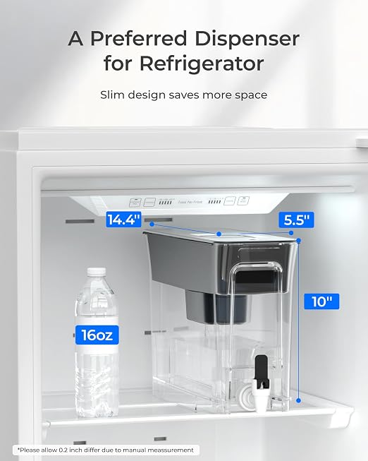 Waterdrop WFD-40L-A Water Filter Dispenser, Alkaline Filtration, Black | Large 35-Cup Capacity, Up to PH 9.5, Healthy, Clean & Toxin-Free Mineralized Water, 100-Gallon, BPA Free