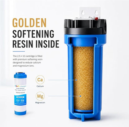 H&G Lifestyles Inline Water Softener for Water Heater, Scale Inhibitor | Whole House Water Descaler,Anti-Scale Buildup,Remove Calcium Magnesium,Soften Water,Water Heater Sediment Buster