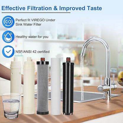Ultra Filtration Water Filter Replacement Cartridge, PP/T33/CTO/RFC/UF Filter for Under Sink Water Filters, 5 Stage Filtration System Replacement Filter Reduces 99.99% Cl, Strong Adsorption Capacity
