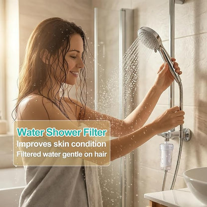 1 micron Carbon Shower Filter, Visible Water Filter for Washing machine, shower head filter, 99% Removal of Chlorine, Fluoride, Heavy metal, Odor & Scale, Improves Skin Condition, Protects hair