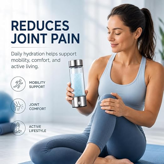 ElysVita Hydrogen Water Bottle — SPE Electrolysis Technology, BPA-Free Borosilicate Glass, 14 oz | Antioxidant Rich, Micro-Plastic Free Hydrogen Generator Bottle with USB Charging