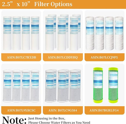 Geekpure 10 Inch Whole House Slim Water Filter Housing - 3/4"NPT Brass Port | with Air Relief Valve Fit for 2.5" x 10" Filters-Blue