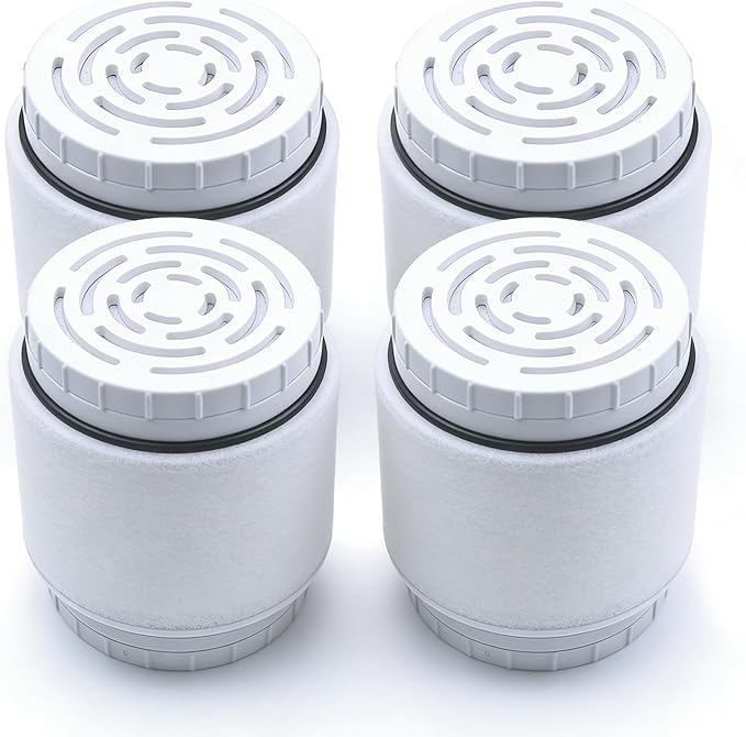 4-Pack, Compatible with AquaBliss SF400 & SF500 Heavy Duty Replacement Cartridge, Multi-Stage Shower Filter for Hair & Skin, Reduces Chlorine, Rust, Sediment, Easy 1-Min Install