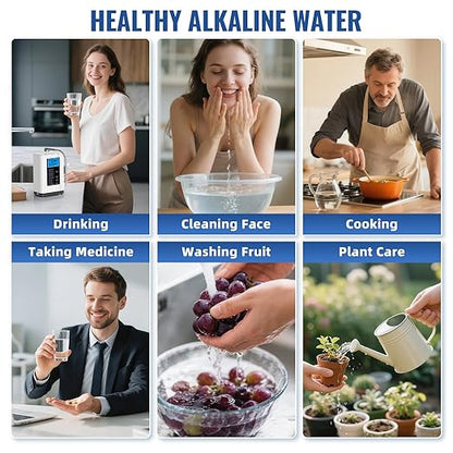 Alkaline Water Ionizer Machine, Water Machine PH 4-10.5 for Alkaline & Acidic Water, 5 Titanium Plates, Up to -500mV ORP, 8,000L Filter, 7 Water Settings, Auto-Cleaning, Intelligent Voice