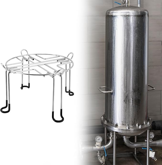 QWORK Stainless Steel Stand for Water Filter System, 7-Inch Height, 10-Inch Base Diameter