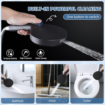 12“ All Metal Black Rain Shower Head with Handheld Spray Combo, High Pressure Rainfall Shower Head with16" Shower Extension Arm, 5“ Handheld Spray Powerful Clean 10-Mode, 3-Way Diverter, Shower Hose