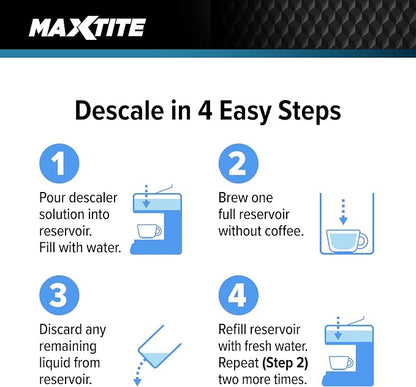 MAXTITE Coffee Descaler (32 fl oz) - Removes Limescale & Buildup from Espresso, Drip, Pod & Single-Serve Machines | Improves Performance & Brew Quality
