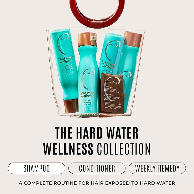 Malibu C Hard Water Wellness Shampoo - Hydrating, Sulfate-Free Hair Care for Hard Water - Removes Minerals and Buildup (33.8 oz)