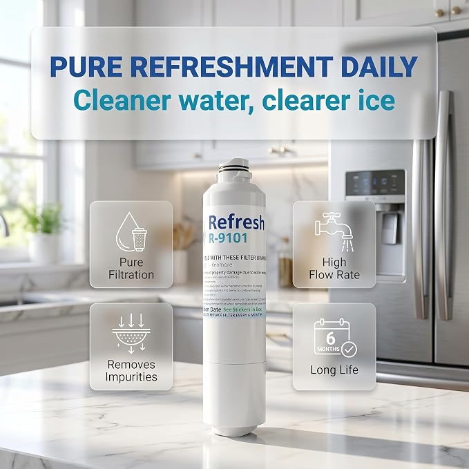 Refresh R-9101 Refrigerator Water Filter Replacement for Samsung DA29-00020A, DA29-00020B, HAF-CIN/EXP, NSF/ANSI 42, 6-Month 300 Gallon Filter (1 Pack, Standard)