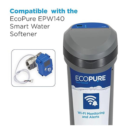 EcoPure Motorized Shutoff Valve for Water Softeners – Remote & Manual Water Control Accessory Compatible with EcoPure EPW140