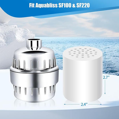 4-Pack 20-Stage Shower Filter Universal Replacement Cartridges, High-Output Hard Water Purifier to Reduce Chlorine and Heavy Metals, Water Softener Refills for Hydrating Skin and Hair