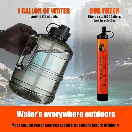 3-Pack Personal Water Filter Straw with Emergency Whistle | Portable Outdoor Survival Gear for Camping, Hiking, Backpacking, Hunting, Fishing, Travel & Home Car Emergency Evac Kits