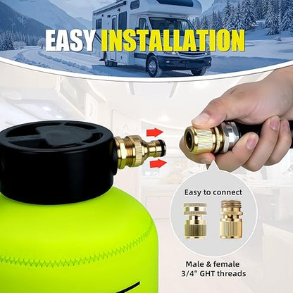 AKM RV Water Filtration System,Reduce Chlorine, VOCs, Heavy Metals, Bad Taste, Odor, Anti-Scale, KDF GAC Carbon Filters,3/4" GHT Brass Quick Connectors, Scale Inhibitor Filter