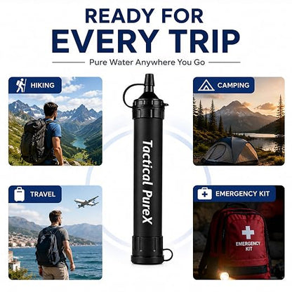 Water Filter, Capacity Emergency Water Straws (1PCS) | Lightweight, Reusable, Portable Water Filter Straw for Camping, Hiking, Travel, Biking, Survival