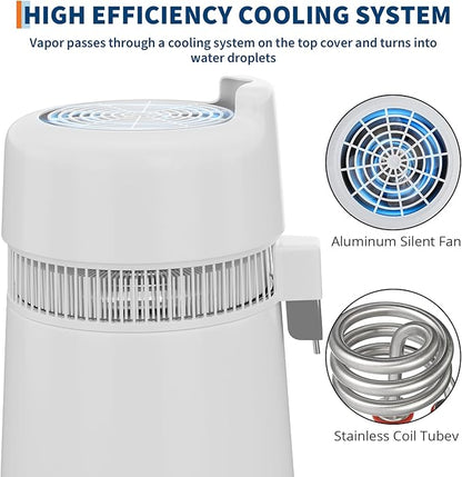 GarveeHome Water Distillers for Home Countertop, 1.5 gal/6 L Stainless Steel Distilled Water Machine with Glass Container, 750W Desktop Drinking Purifier Filter Distilling Kit
