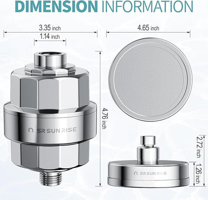 SR SUN RISE Filtered Shower Head with 3 Replaceable Filter Cartridges, 20+3 Stage Shower Filter Head for Hard Water, High Pressure Shower Head with Filters Removes Chlorine, Harmful Substances