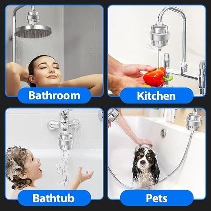 Shower Filter, 25-Stage Shower Head Filter for Hard Water, High Output Shower Water Filter Removes Chlorine, Heavy Metals, Shower Water Softener Improve Skin and hair (Inl. 2 Filter Cartridges)