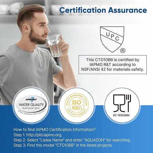 PUREPLUS 5 Micron 10"x4.5" Whole House Water Filter Replacement Bundle 3 Pack – 2× CTO Chlorine Taste Odor Reduction + 1× KDF Heavy Metal Filter – Fits Standard Housings GXWH40L, WFHDC8001, FXHTC