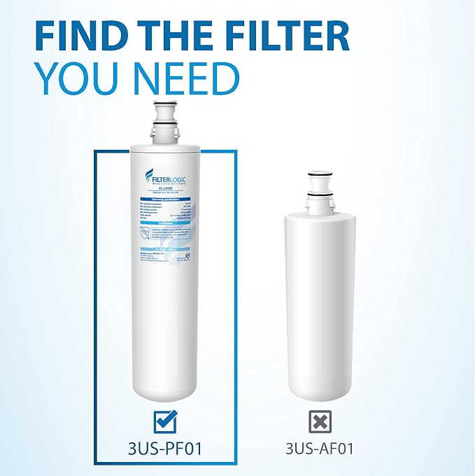 Filterlogic 3US-PF01 Water Filter Replacement for Filtrete® 3US-PS01 | Compatible with Filtrete® 3US-PS01, 3US-MAX-F01H, 3US-PF01H, HF20-S, Manitowoc K-00337, K-00338, Delta RP78702, NSF/ANSI 42
