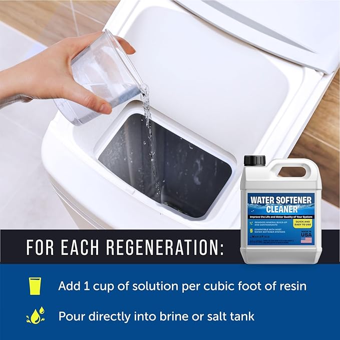 Maplefield Water Softener Cleaner Solution - 16 oz (2 uses) - Recharge Resin, Remove Contaminants and Mineral Build up - Universal Fit for Household Water Softener System - Easy DIY Use