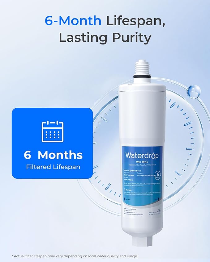 Waterdrop AP431 Replacement Cartridge for Aqua-Pure AP431 Hot Water Scale Inhibitor for AP430SS, Prevent Scale Accumulation and Protect Water Heaters, Pack of 3