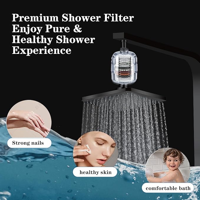 Shower Filter Cartridge，12-Layer Multifunctional High-Efficiency Water， 99% Removal for Hard Water, Chlorine, Dirt, odor and more