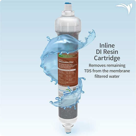 Aquatic Life RO Buddie Aquarium Filter Replacement Cartridge Set – 3 Pack (Sediment, Carbon, Color-Changing DI Resin) – Inline Cartridges for Clear, Safe Aquarium Water