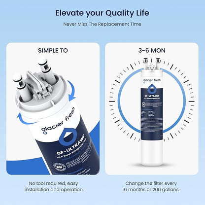 GLACIER FRESH ULTRAWF Frigidaire Refrigerator Water Filter, 2 Pack | Compatible with Pure Source Ultra, Kenmore 9999, 469999, 46-9999, A0094E28261, NSF 42 Certified