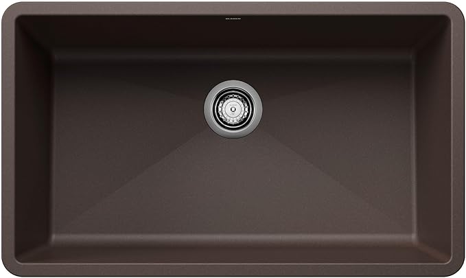 BLANCO, Café Brown 440147 PRECIS SILGRANIT Super Single Undermount Kitchen Sink, 32" X 19"
