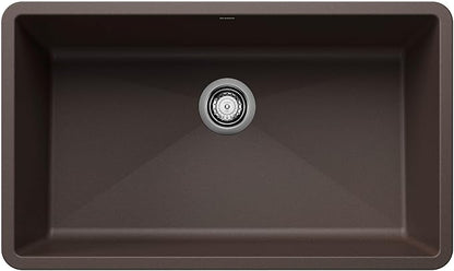 BLANCO, Café Brown 440147 PRECIS SILGRANIT Super Single Undermount Kitchen Sink, 32" X 19"