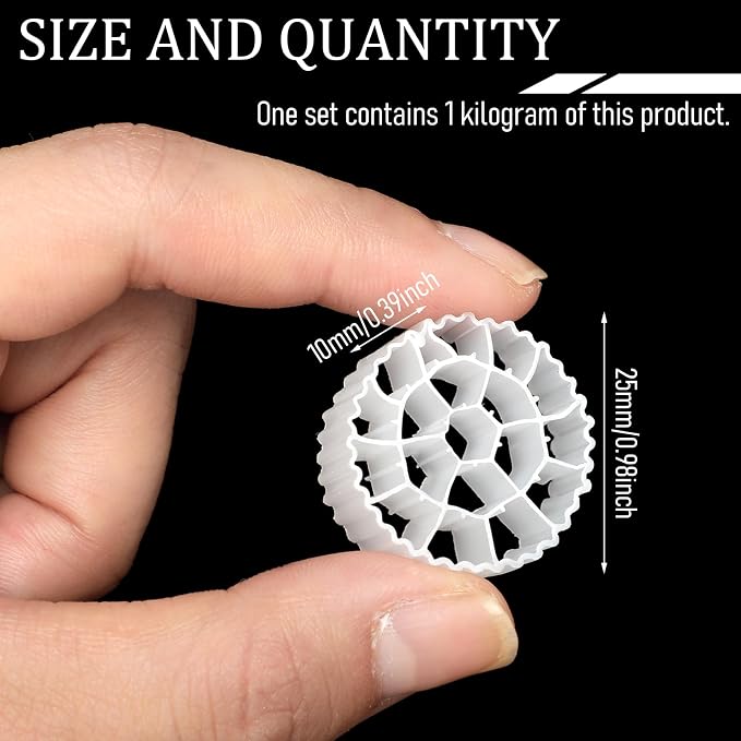 K3, Aquarium Filter Media 1 KG Moving Bed Biofilm Reactor Plastic Replacement Biological Material Remover for Aquaponics Aquaculture Hydroponics Ponds Aquariums,1 kg