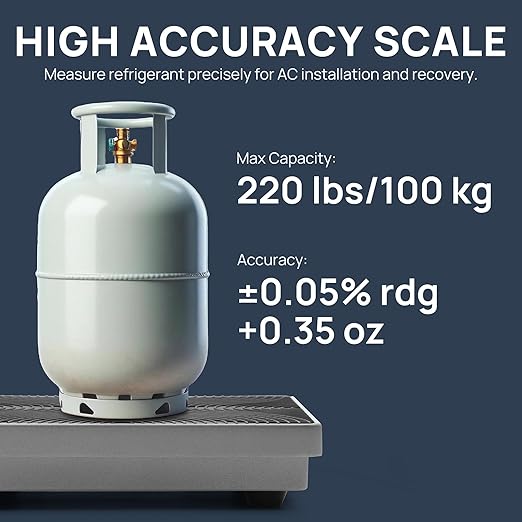 TURBRO Refrigerant Scale with A Wired Controller, Digital Scale for Freon Charging and Recovery with 4 Measurement Unit Options, Memory Function, 220 lb Max. Capacity, for HVAC and Automotive Systems
