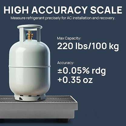 TURBRO Refrigerant Scale with A Wired Controller, Digital Scale for Freon Charging and Recovery with 4 Measurement Unit Options, Memory Function, 220 lb Max. Capacity, for HVAC and Automotive Systems
