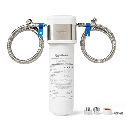 Amazon Basics Under Sink Water Filter System, NSF/ANSI 42 & 372 Certified, Easy Twist-and-Lock Design, 11,000 Gallons, 1 Year Service Life, White