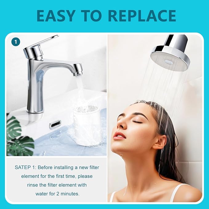 Shower Filter Replacement compatible with Feels Like Om Filtered Shower Head with Water Softener,for Hard Water - Filters Chlorine -3 Pack