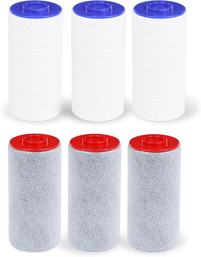Compatible with Weddell Duo Shower Filter, Replacement Cartridge Set (3+3) | Removes Chlorine, PFAS, Heavy Metals & Particulates